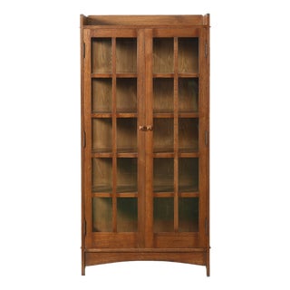 Mission Oak Display China Cabinet / Bookcase - Walnut - 39"w For Sale