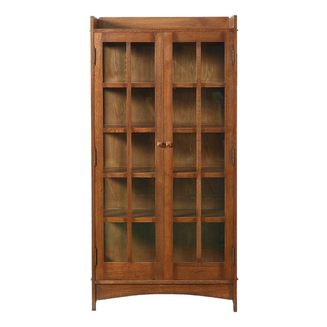 Mission Oak Display China Cabinet / Bookcase - Walnut - 39"w For Sale