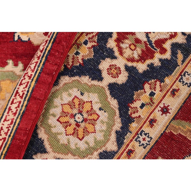 Red Oriental Ziegler Red Blue Hand-Knotted Wool Rug - 6'1'' X 8'11'' For Sale - Image 8 of 8