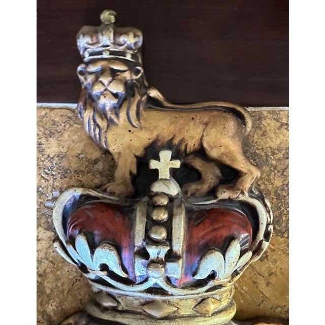 Early 20th Century Large English British Plaster Royal Coat of Arms Wall Plaque For Sale - Image 12 of 18
