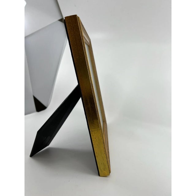 1970s Vintage Italian Red Bole Gold Gilt Wood, Easel Back Picture Frame Under Glass For Sale - Image 5 of 14