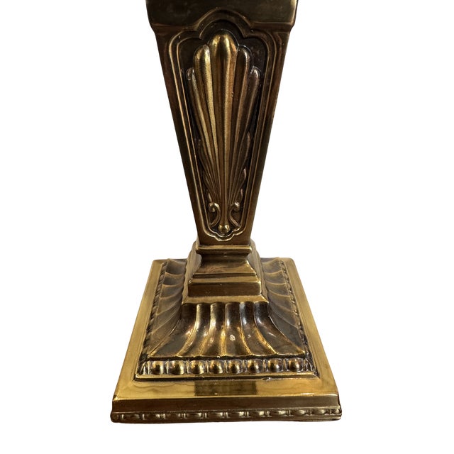 Hollywood Regency Large Vintage Solid Brass Neoclassical Column Lamps – Pair, 32” Tall - a Pair For Sale - Image 3 of 10