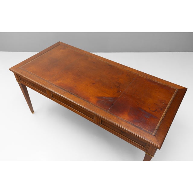 Antique Writing Table with Leather Top, 1900 For Sale - Image 6 of 12