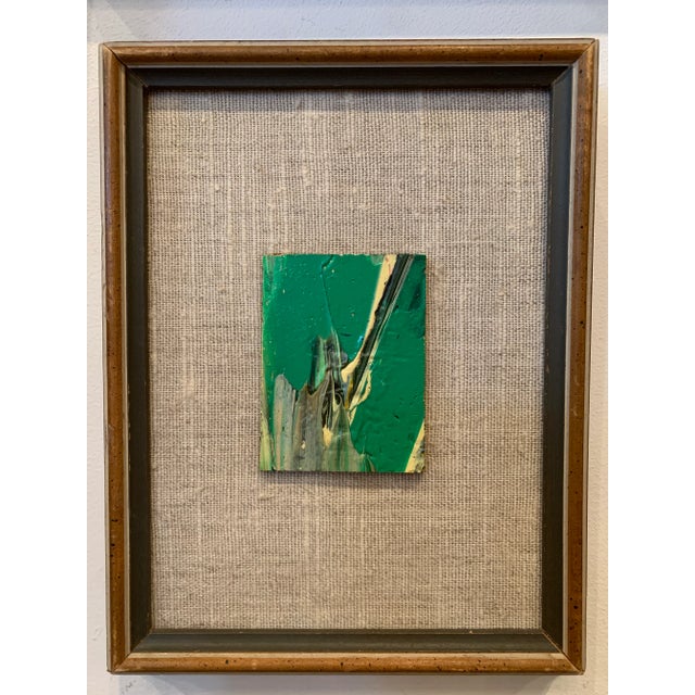 Abstract 1978 Small Green Abstract Painting For Sale - Image 3 of 9