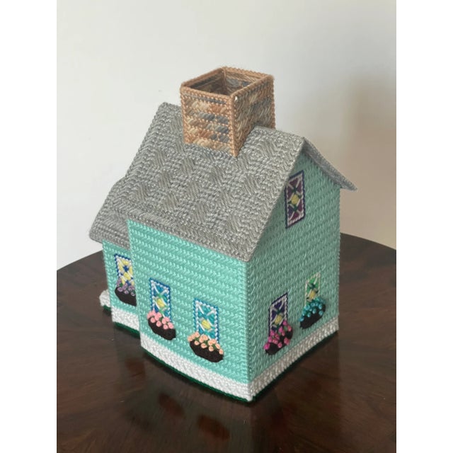 Two Vintage Handmade Textile Art Tissue Covers For Sale In Miami - Image 6 of 9