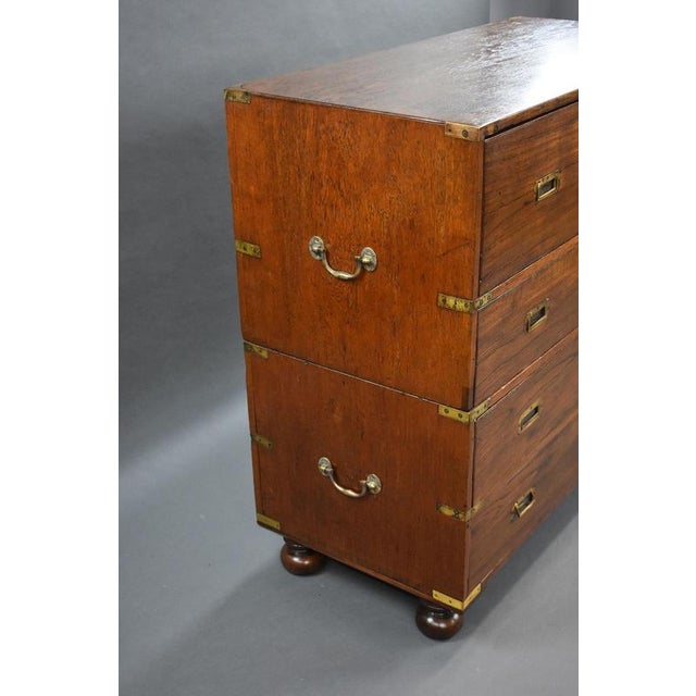 Wood Victorian Teak Campaign Chest, 1870 For Sale - Image 7 of 12