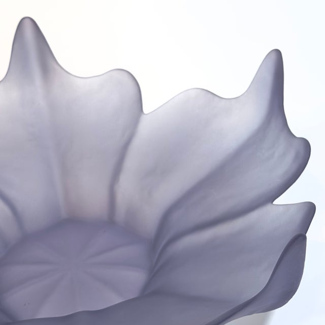 Vintage Viking Glass Frosted Purple Lotus Fruit Bowl For Sale - Image 9 of 12