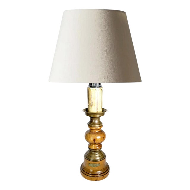 Rustic Wooden Table Lamp, France, 1960s For Sale
