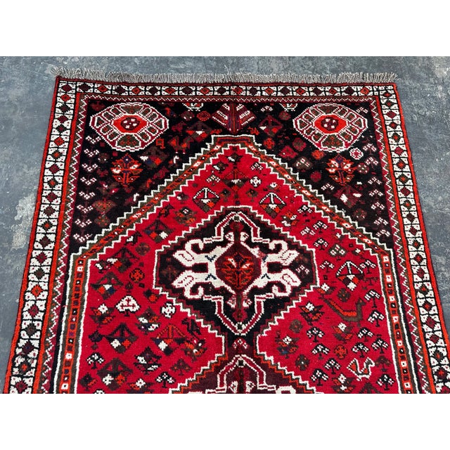 Textile Hand Knotted Shirazi Vintage Rug For Sale - Image 7 of 8