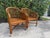 Vintage Burnt Bamboo Rattan & Cane Lounge Chairs on Casters, a Pair For Sale - Image 9 of 12
