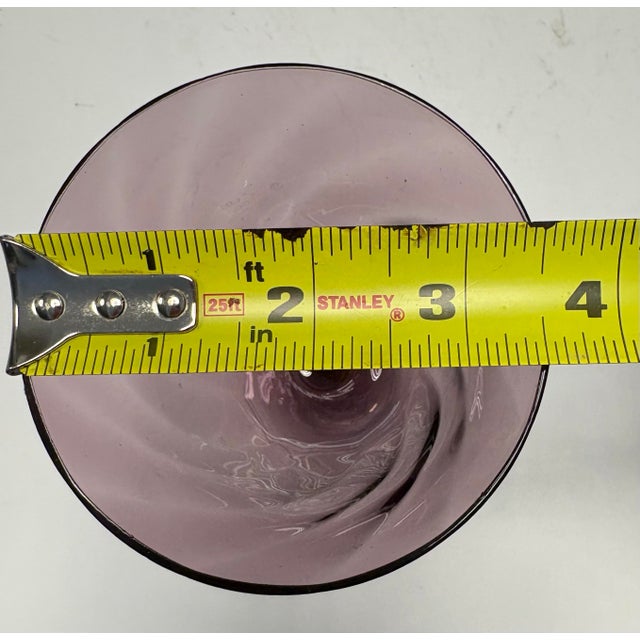 Glass Mid 20th Vintage Mid Century Modern Amethyst Hand-Blown Wine Goblets With Spiral Optic Bowls - Set of 6 For Sale - Image 7 of 8