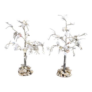 Pair of Paper Mâché Floral Tree Sculptures For Sale