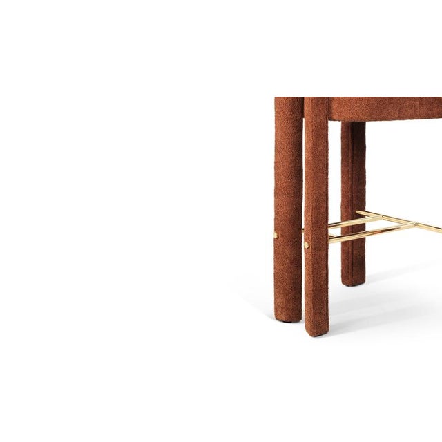 Metal Double Arch Bar Stool in Brass and Drau Ref. 5 Upholstery by Insidherland For Sale - Image 7 of 11