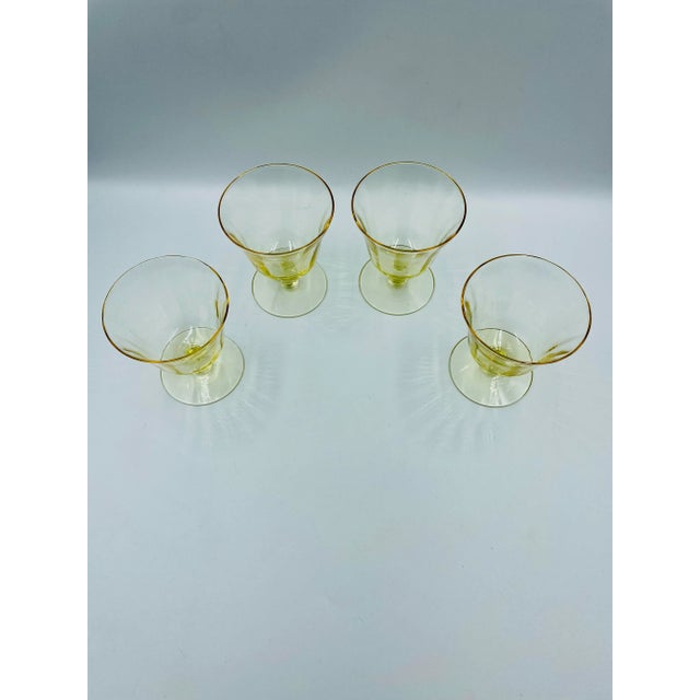 Mid 20th Century Fostoria "Fairfax" Pattern in June Topaz Footed Glasses- Set of 4 For Sale In Los Angeles - Image 6 of 12