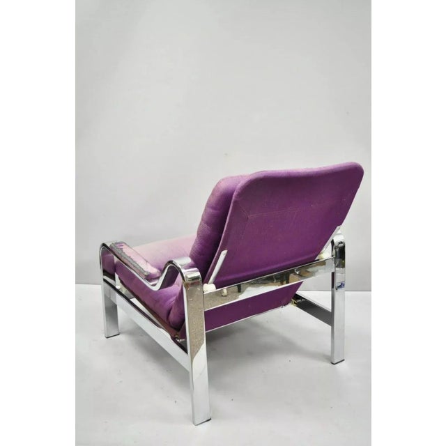 Mid 20th Century Selig Milo Baughman Style Chrome Recliner Reclining Lounge Chair For Sale - Image 9 of 10