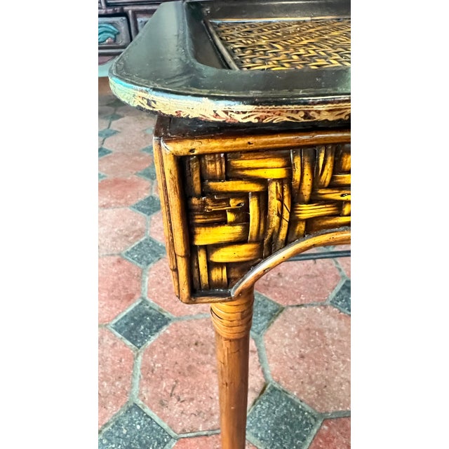 1990s Maitland-Smith Rattan and Faux Bamboo Tray Table For Sale - Image 9 of 11