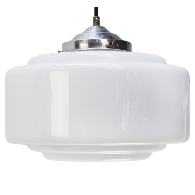 Vintage Art Deco White Opaline Glass Pendant Lamp from Philips For Sale - Image 9 of 9