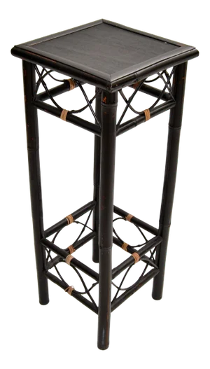 Vintage Brighton Chinoiserie Rattan Bamboo Stand, Side or End Table, Column 1970