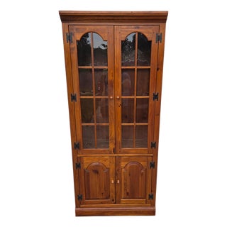 Ethan Allen Country Craftsman Hutch China Cabinet Shelf Display Knotty Pine For Sale
