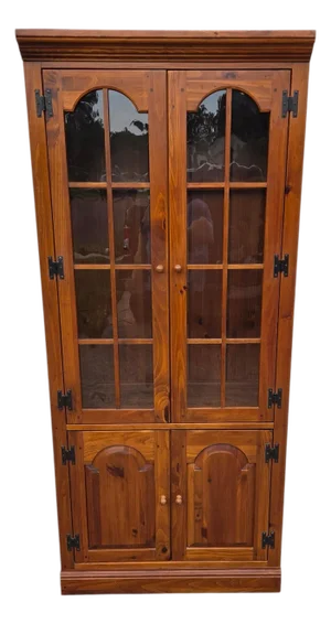 Ethan Allen Country Craftsman Hutch China Cabinet Shelf Display Knotty Pine