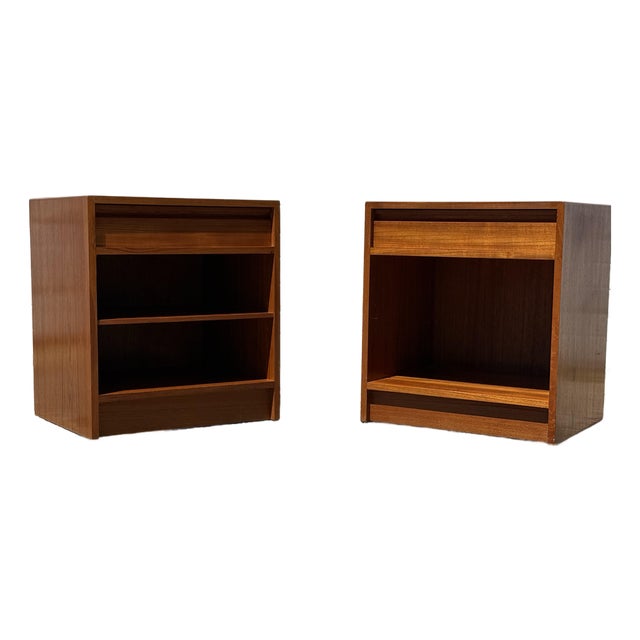 Pair of Danish Modern 1-Drawer Teak Nightstands For Sale