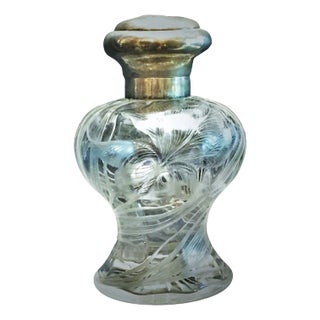 French Art Nouveau Crystal and Silver Perfume Bottle, circa 1900 For Sale
