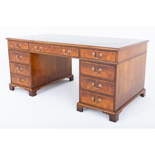Georgian Revival Walnut Pedestal Gentleman's Desk For Sale - Image 9 of 9