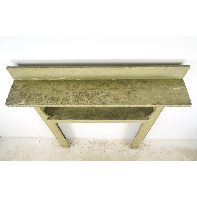 Wood Reclaimed Green Crackled Wooden Fireplace Mantel For Sale - Image 7 of 8