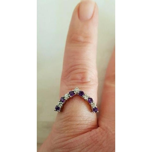18ct Gold Diamond & Amethyst Dress Ring, 1995 For Sale - Image 11 of 12