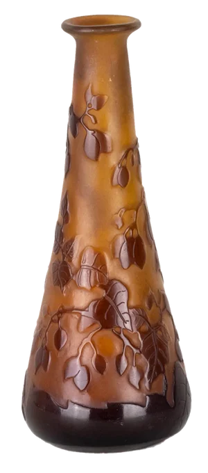 Clover Tree Brown Glass Vase by Emile Gallé, 20th Century