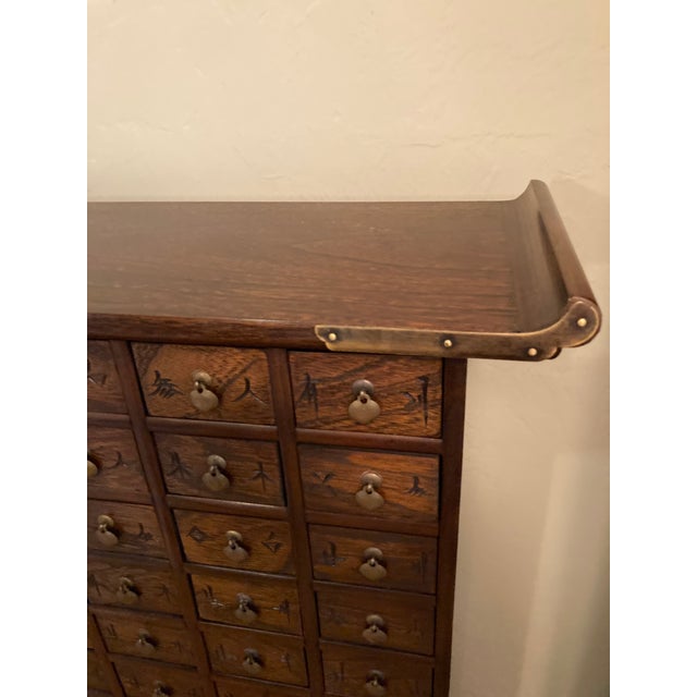 Late 20th Century Korean Solid Wood Engraved 69 Drawer Apothecary For Sale - Image 14 of 18