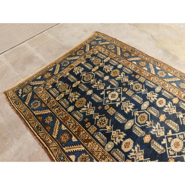 1940s Vintage Blue Persian Gallery Rug4'3"x 10'4" For Sale - Image 5 of 13