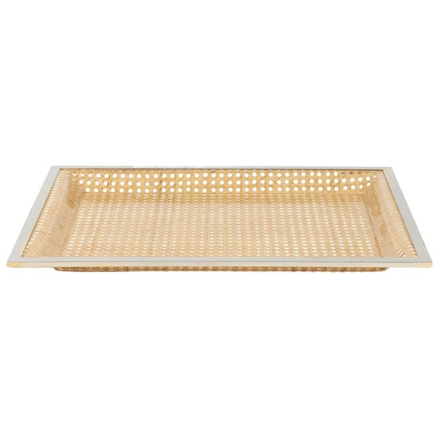 Vintage Serving Tray in Rattan and Chrome from Christian Dior, 1970s For Sale - Image 16 of 16