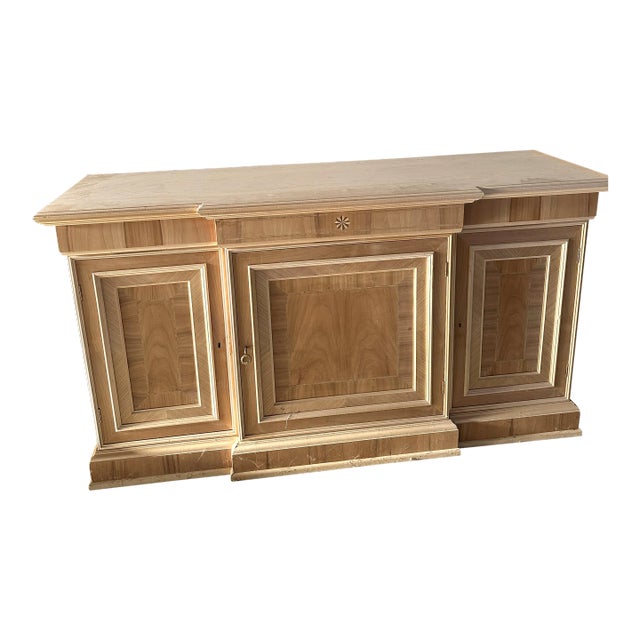 Italian Natural Walnut Sideboard With Cherry Inlays For Sale