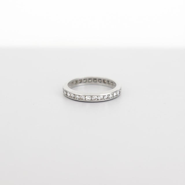 Metal Vintage Platinum & 1.05 Ct. Diamond Eternity Band Ring For Sale - Image 7 of 9