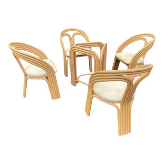 1980s Axel Enthoven Style Bent Rattan Sculptural Dining Set - 5 Pieces For Sale