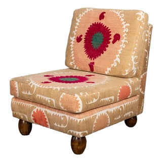 Slipper Chair Upholstered in Suzani For Sale