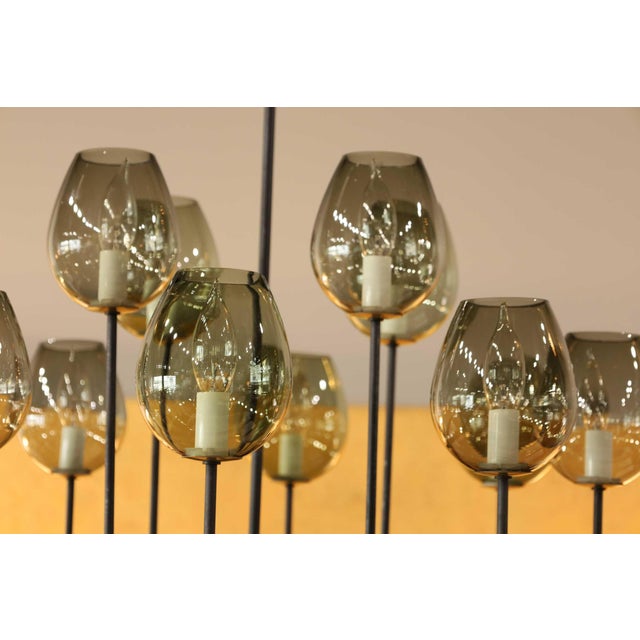 Metal Lightolier Chandelier With Eight Arms and 16 Glass Bulbs For Sale - Image 7 of 11