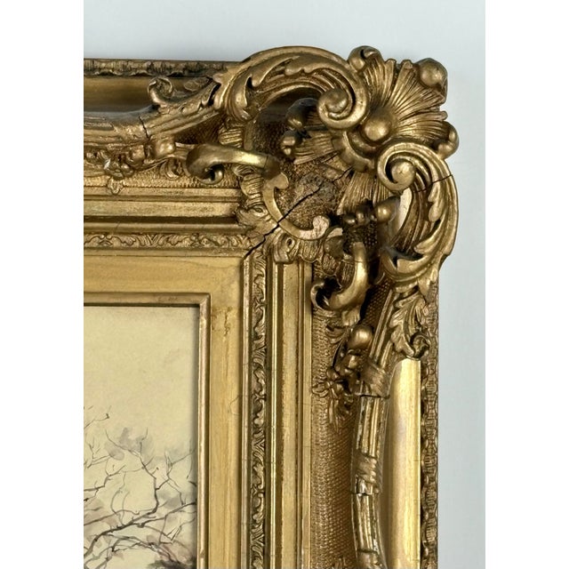 Paint Late 19th Century Alfred Parsons (1847 - 1920) Watercolor of Japanese Hillside View With Travelers For Sale - Image 7 of 9