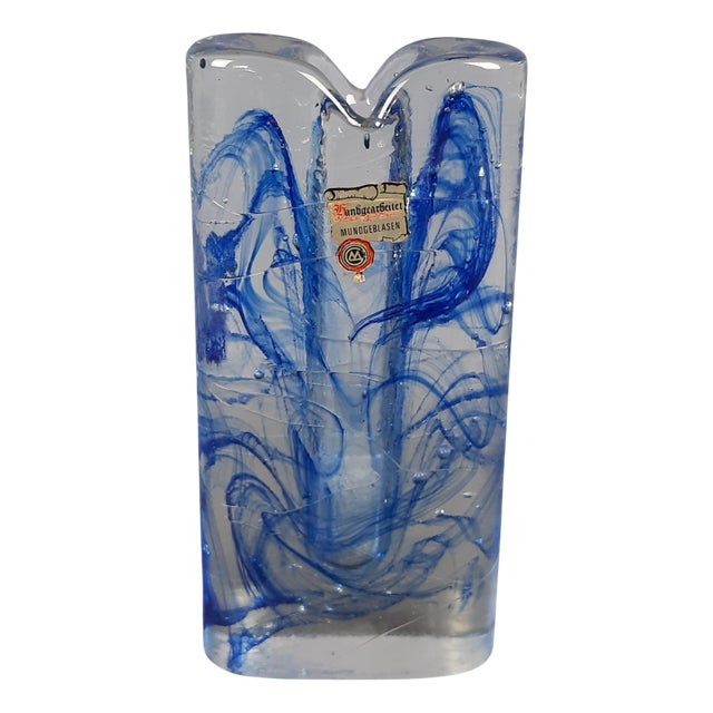 Blue Mono Flower Submerged Glass Vase from Marsberger Glaswerke, 1970s For Sale