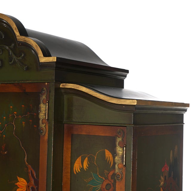 Early 20th Century Antique French Style Carved Mahogany Polychromed Chinoiserie Decorated For Sale - Image 5 of 12