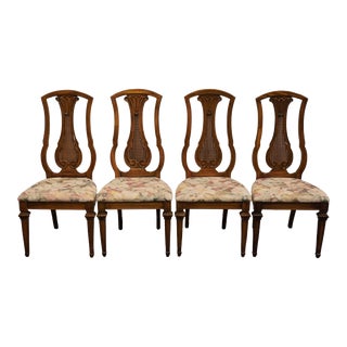 Set of 4 Thomasville Bardini Collection Italian Neoclassical Tuscan Style Dining Side Chairs 40821-821-822 For Sale