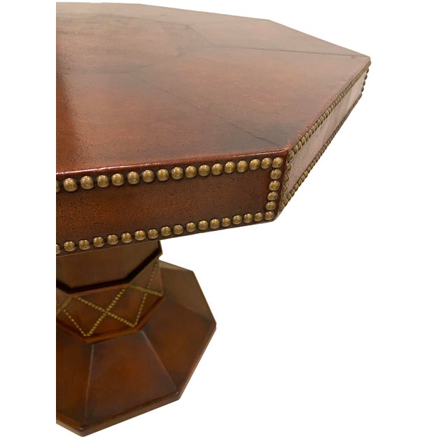 Octagonal Leather Game Table For Sale - Image 4 of 7