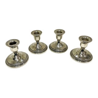Set of Four Vintage Columbia Sterling Silver Weighted Candlestick Holders For Sale
