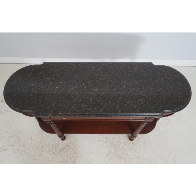 1990s Harden Marble Top Cherry 1 Drawer Console Serving Table For Sale - Image 5 of 18