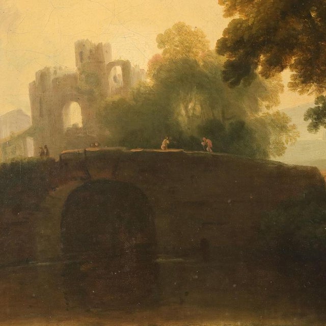 Dutch School, Landscape Painting with Figures, 18th Century, Oil on Canvas For Sale - Image 6 of 14