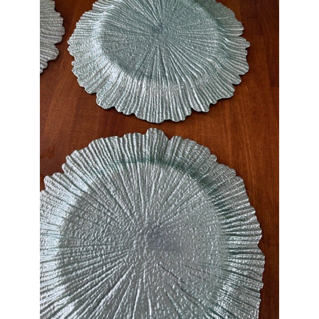 Late 20th Century Reef Glass Chargers in Seafoam/Aqua Color - Set of 6 For Sale - Image 4 of 8