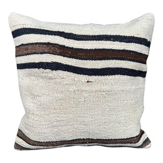 Turkish Hemp Pillow Cushion Natural Beige Black Cushion Cover 20"x20" For Sale