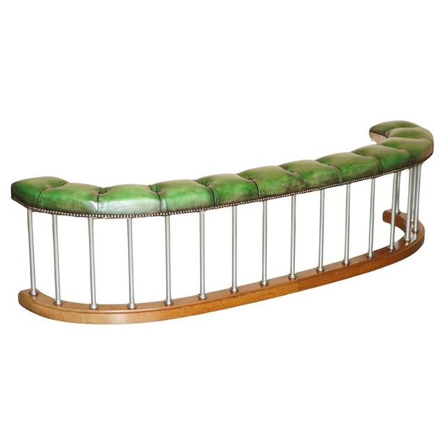 Victorian Chesterfield Demi Lune Fireplace Club Fender in Leather For Sale - Image 17 of 17