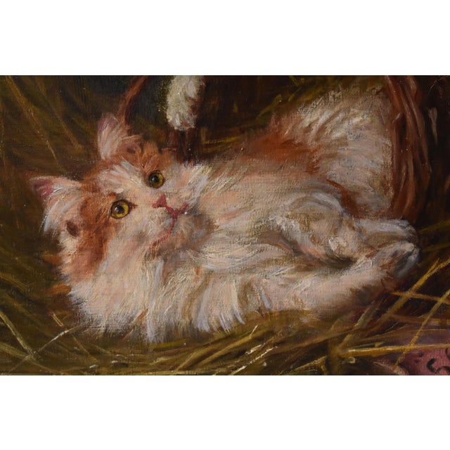 Jane Dhazon De Saint-Firmin, Three Playing Cats, Oil on Canvas, Late 19th Century For Sale - Image 7 of 11